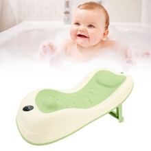 Baby Bath Support with Thermometer, 52x27cm, Green, Anti-Slip Portable
