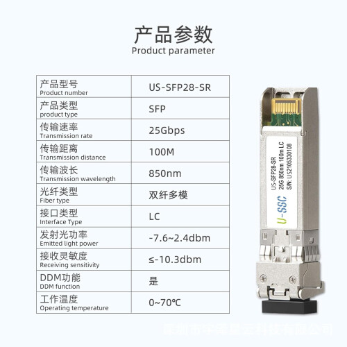 25G Multi-Mode Fiber Optic Module 850nm 100M LC Interface Compatible with SFP Transceivers 1