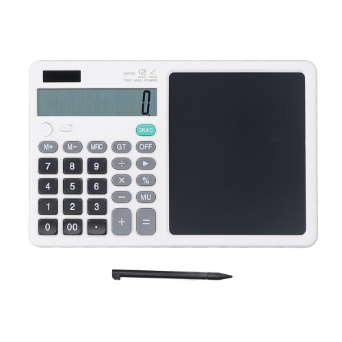 Bloc-notes blanc avec calculatrice LCD, 225mAh, 253x159x16mm 2