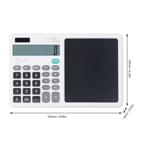Bloc-notes blanc avec calculatrice LCD, 225mAh, 253x159x16mm 1