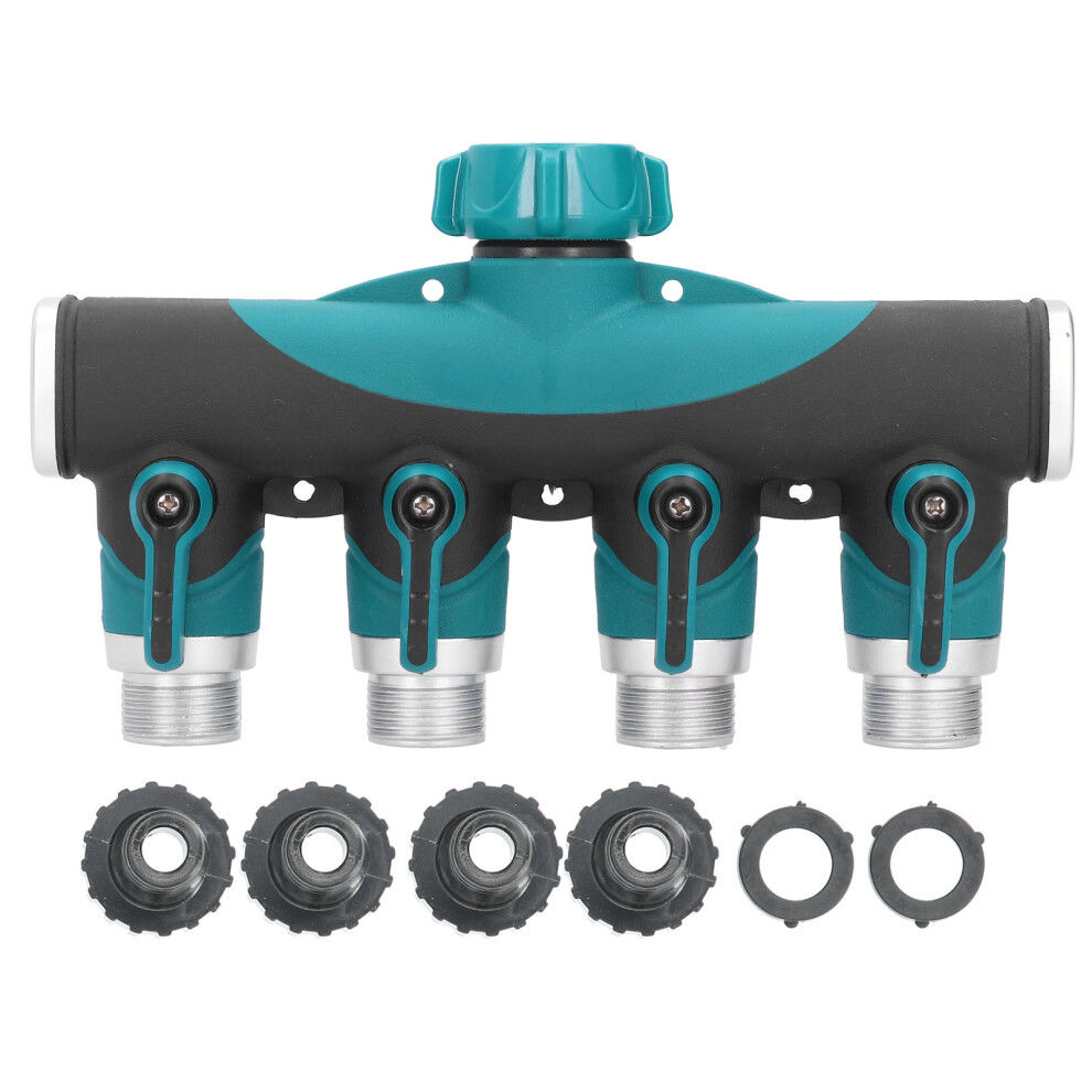 4 Way Hose Splitter Metal Valve Water Distribution