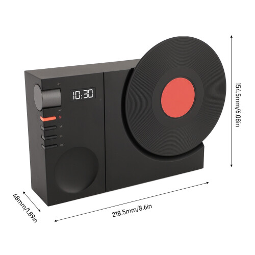 Retro BT Clock Record Player Speaker 218.5x154.5x48mm Black 1