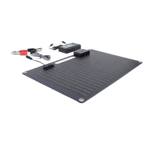 100W Solar Panel Kit with 100A Controller, Dual USB Output, 12V/24V, Black
