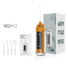 6-Mode Portable Oral Irrigator Water Flosser IPX7 Waterproof Travel Toothbrush with 4 Nozzles in Orange