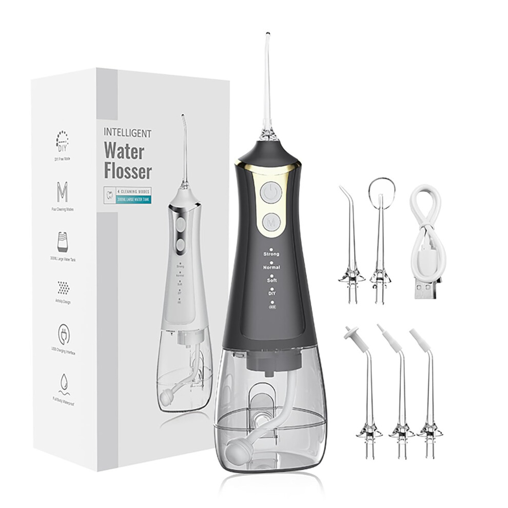 Professional Rechargeable Dental Oral Irrigator with 5 Nozzles, 4 Modes, Gold Color for Braces Care at Home and Travel