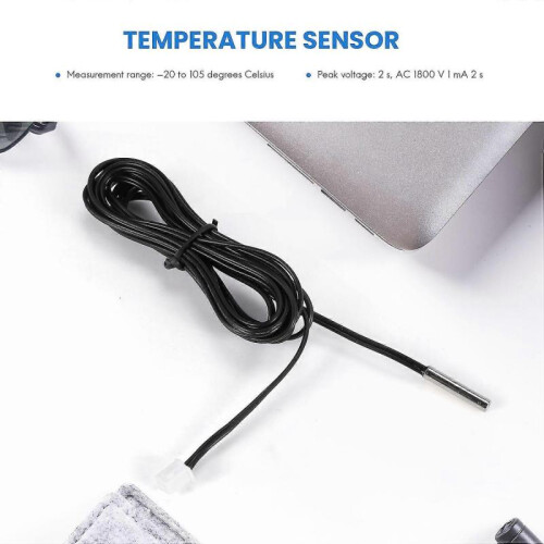 2 m NTC thermistor temperature sensor waterproof probe wire 10 K 1% 3950 black 2