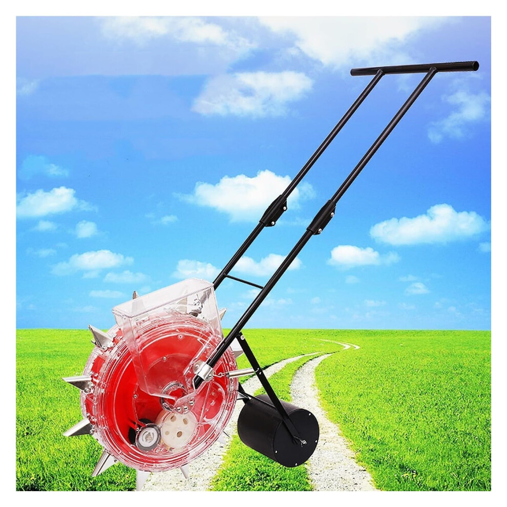 Garden Planter Manual Seeder Planter Hand-Push Roller Seeding Fertilizer Applicator with 6 Nozzles for Corn and Row Planting-image-OPC-PKC9KFZ-NEW