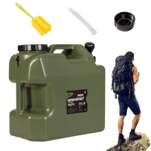 Water Storage Containers with Spigot - 5 Gallon Large Capacity PE Green Drink Tank for Camping and Hiking