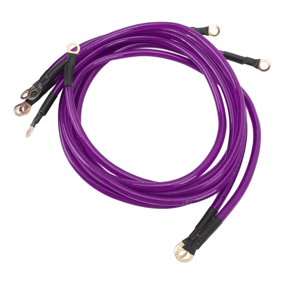 Car Ground Wire Kit 5Pcs Copper Clad Aluminium 0-48V Improve Start Purple 4381346696628