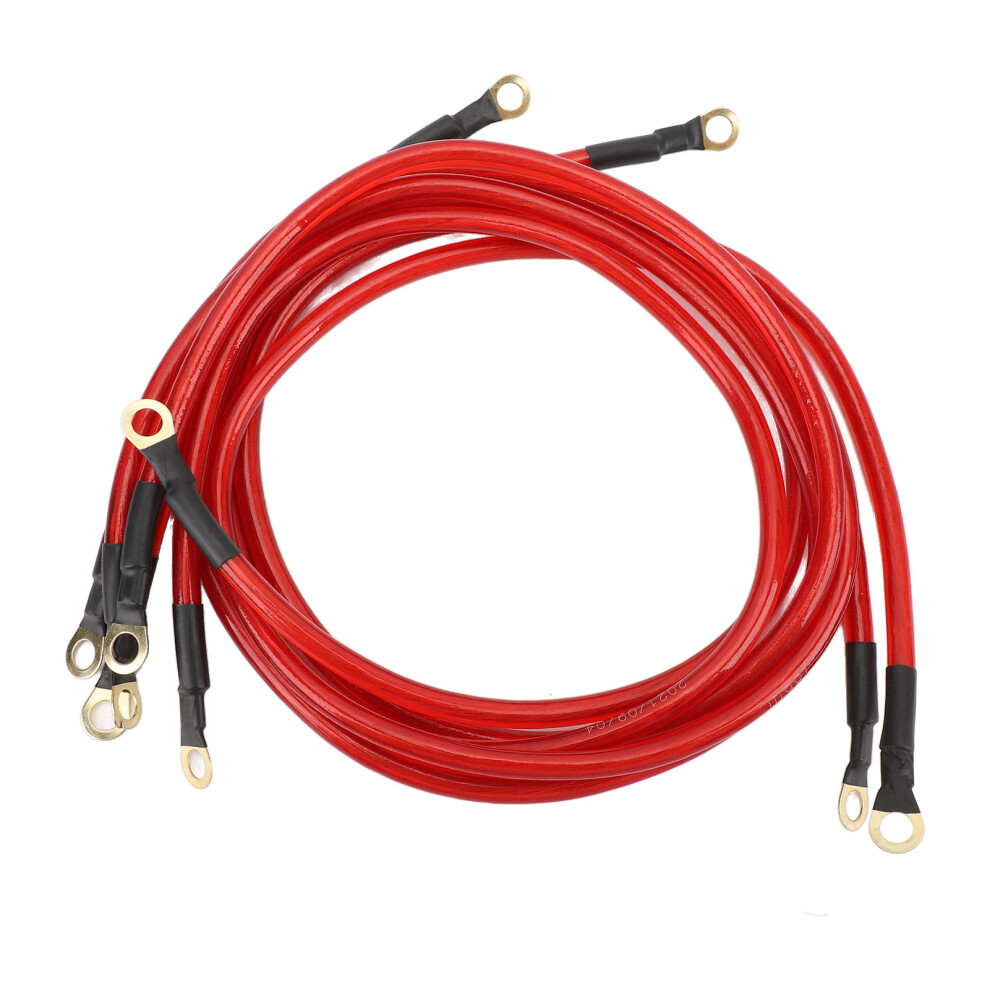 5Pcs Car Ground Wire Kit Copper Clad Aluminum Pvc 0-48V Red 8411346696642