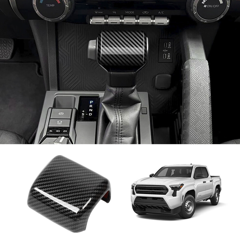 Carbon Fiber Style Gear Shift Knob Cover Trim For Tacoma 2024, Scratch-Proof 9331346697373