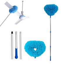 Ceiling Fan Cleaner with Extra-Long Extension Pole | Removable Duster Head for Furniture, Bookshelves, and Wall Cleaning, Blue
