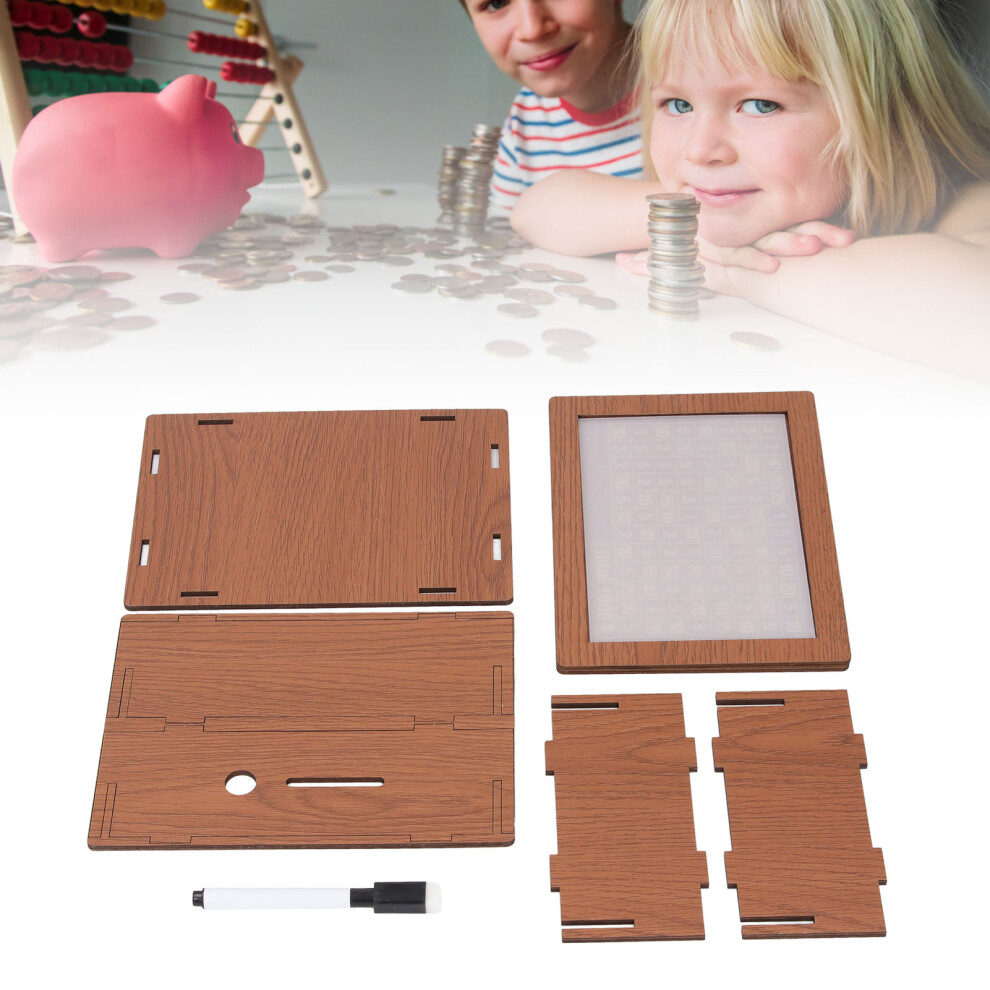 Wooden Coin Bank with Target Tracking, 1000 USD Capacity, 20.07x7.62x14.48cm-image-OPC-PKC9PGW-NEW