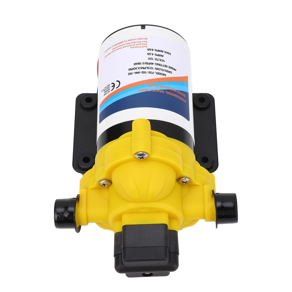 12V DC Water Pump 3.3 GPM 45 PSI Self Priming Low Noise RV Marine