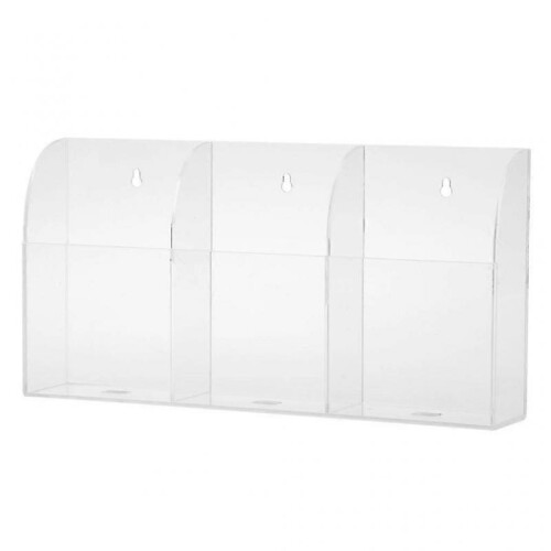 Acrylic Wall Mount TV Remote Control Holder Case - 2pcs Storage Box with 3 Gird 2