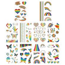 10pcs Rainharewritten Skin Protected Temporary Tattoos Colorful Style with Moon And Stars for Women And Men Body Art for Joy Day