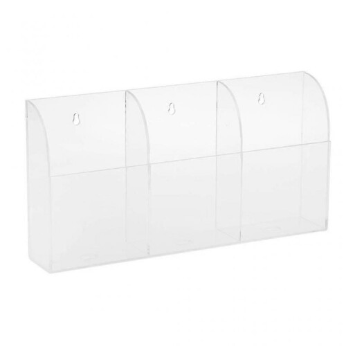 Acrylic Wall Mount TV Remote Control Holder Case - 2pcs Storage Box with 3 Gird 1