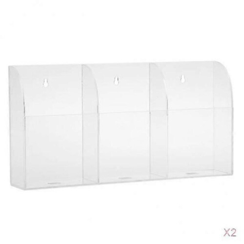 Acrylic Wall Mount TV Remote Control Holder Case - 2pcs Storage Box with 3 Gird