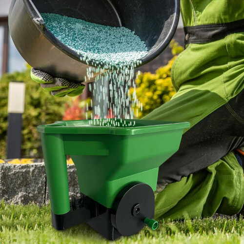 Fertilizer Spreader Handheld - Adjustable Hand Crank Lawn Spreader for Garden, Small Farm, and School Projects 1
