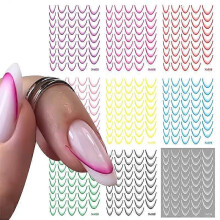 Pieces French Nail Guides Set with Gradient Color Design Stickers for DIY Decoration Stencil Tools