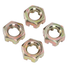 Steel Alloy M10 Slotted Nuts 4PCS Zinc Plated for 50-100cc Quad ATV Wheel Hub