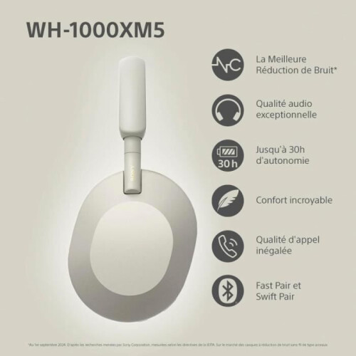 Sony Sony WH-1000XM5 Cuffie Bluetooth Wireless con Cancellazione del Rumore, 30 Ore di Autonomia, Ottimizzate per Alexa e Google Assistant, Blu 1
