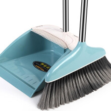 Broom and Dustpan Combo Set with Stainless Steel Long Handle, Soft Bristles, Green, Ideal for Home and Office Cleaning