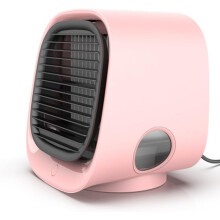 Mini Water Cooler with 300ml Water Tank, 3 Wind Speeds, Upgrade Filter Cotton, Mute Operation, Colorful Lights, Pink Color
