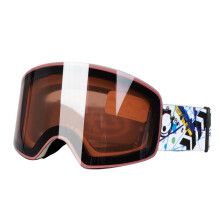 Cylindrical Double-Layer Anti Fog Skiing Goggles for Men and Women, White Frame with Full Flour Mercury Lens