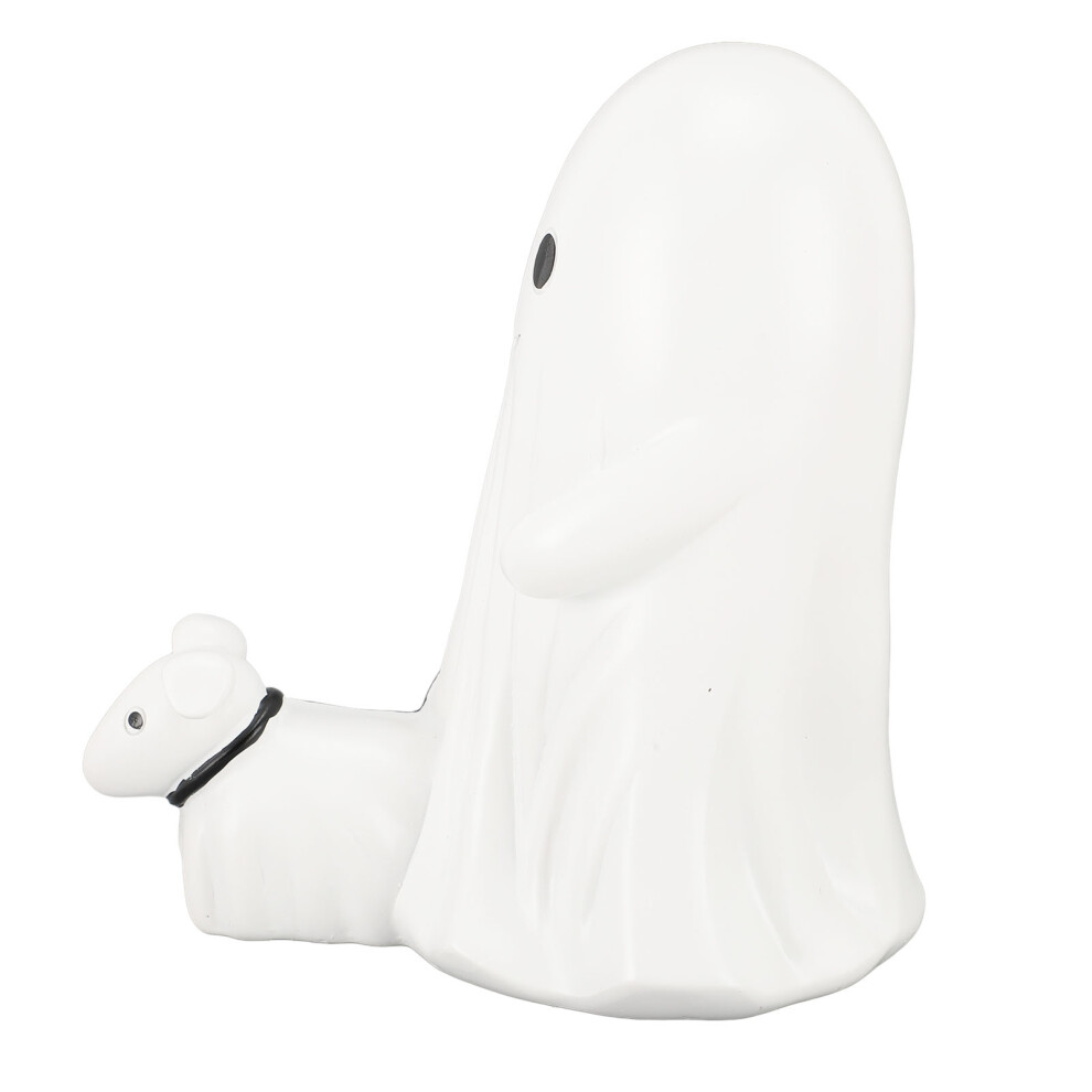 Cute Resin Ghost Dog Walking Statue Decor - Spooky Tabletop Ornament