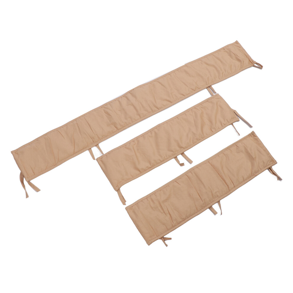 3Pcs Cotton Crib Bumper Guard Set, Washable, Light/Brown