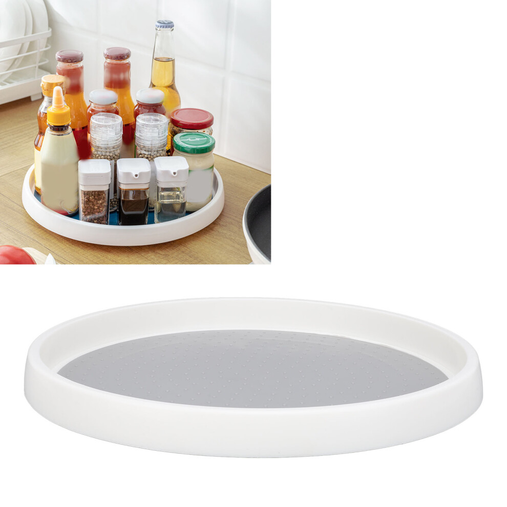 Non Skid Round Turntable Cabinet Organizer 30cm White & Gray-image-OPC-PKC9T75-NEW