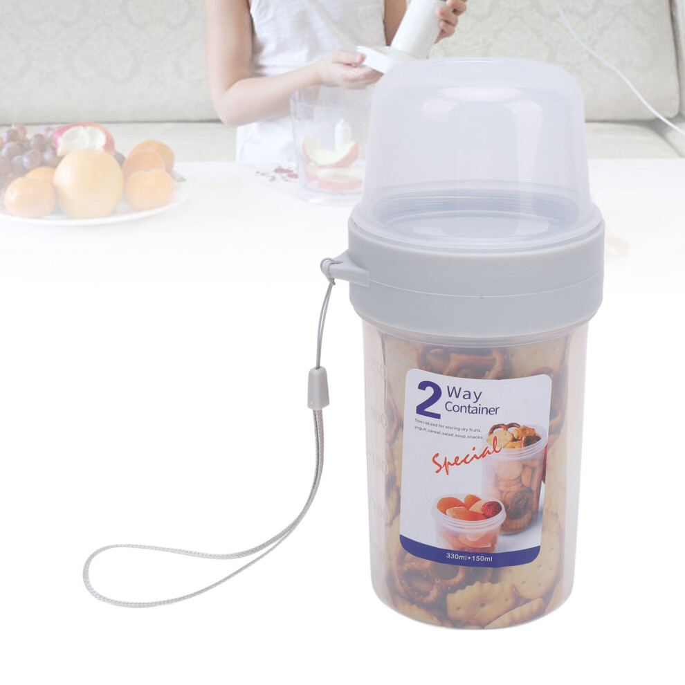 Double Layer Food Storage Cup 150ml + 330ml Microwave Safe PP Sealed Dispenser
