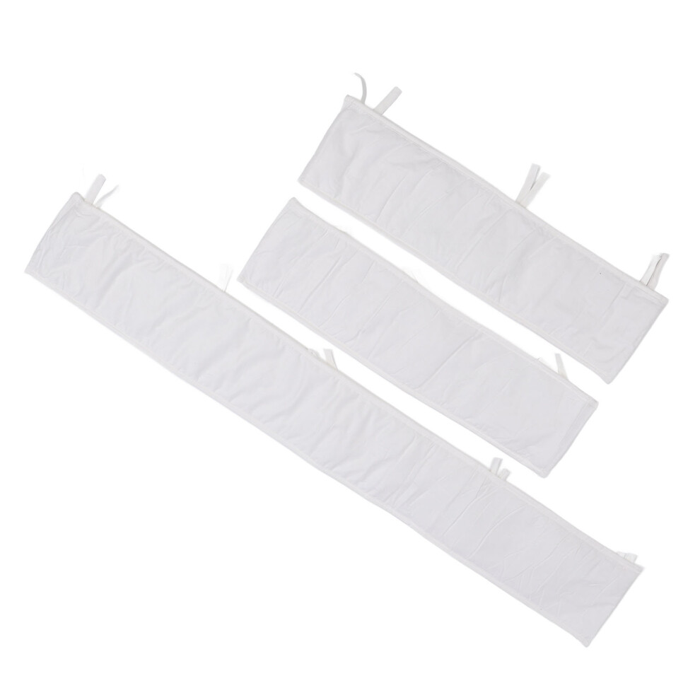 Cotton Baby Bed Guardrail Set, Soft Anti-Collision Bumper, White