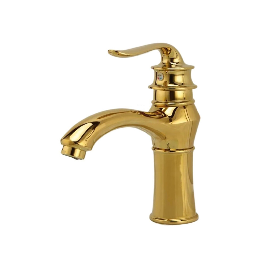 Antique Copper Bathroom Faucet - Gold Short Hot & Cold Basin Tap For Washbasins, Durable Vintage Style 6447073472688