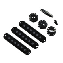Single Coil Pickup Cover 2T1V Tone Volumes Control Knobs-Black
