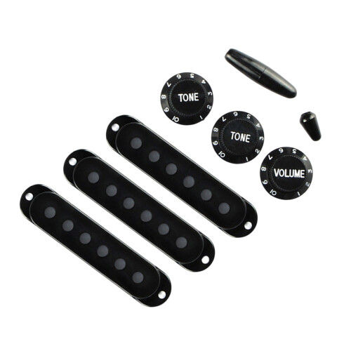 Single Coil Pickup Cover 2T1V Tone Volumes Control Knobs-Black