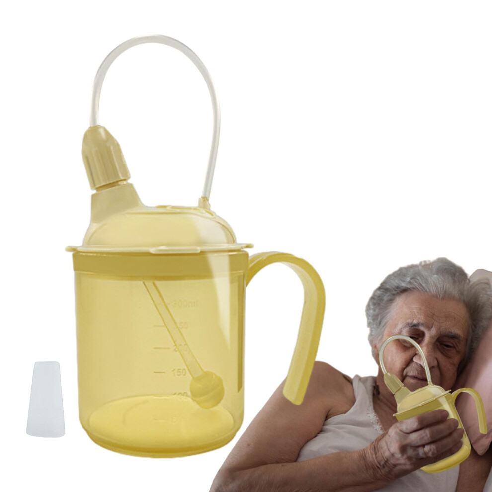 Drinking Cup for Disabled Adults 300 Ml with Handles Anti Splash Spout and Straw Spillproof Design for Elderly Feeding