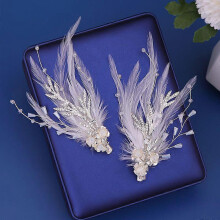 Wedding Spike Clip Bridal Hair Accessories Feather Ornament Hair Jewelry Elegant and Trendy Style for Women