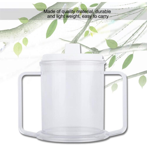 Clear Mug for Children and Elderly, Two-Handled Water Drinking Cup, Easy Grip Feeding Cup, Design 1