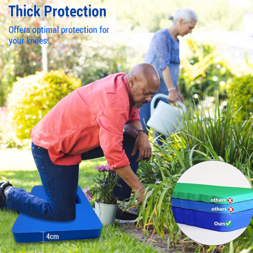 2 pezzi ginocchiere EVA da giardino, 45x28x4 cm, Blu/Nero 1