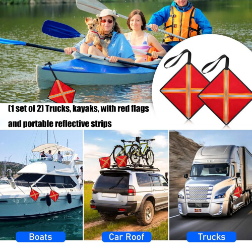 2Pcs Kayak Towing Warning Flag with Webbing Kayak Warning Flags 1