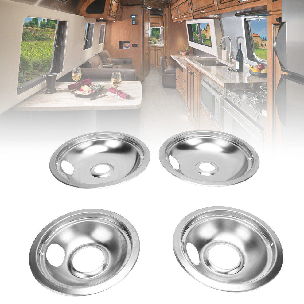 Set Of 4 Metal Rv Burner Drip Pans 6" & 8" Range Replacement Parts 8001346711324
