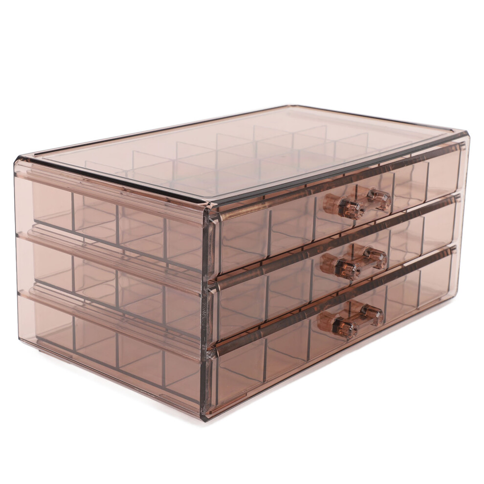 3-Layer Acrylic Jewelry Box 72 Cells Dark Brown Organizer for Earrings & Necklaces-image-OPC-PKCB226-NEW
