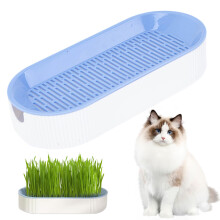 Cat Grass Planter Dual Layer Hydroponic Growing Kit 8.3x3.6x1.8in PP Material Detachable Design No Seeds Included