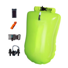 Open Water Swim Buoy with Adjustable Waist Belt | Inflatable Safety Float for Pool Training, Beach, Snorkeling, Kayaking - Green