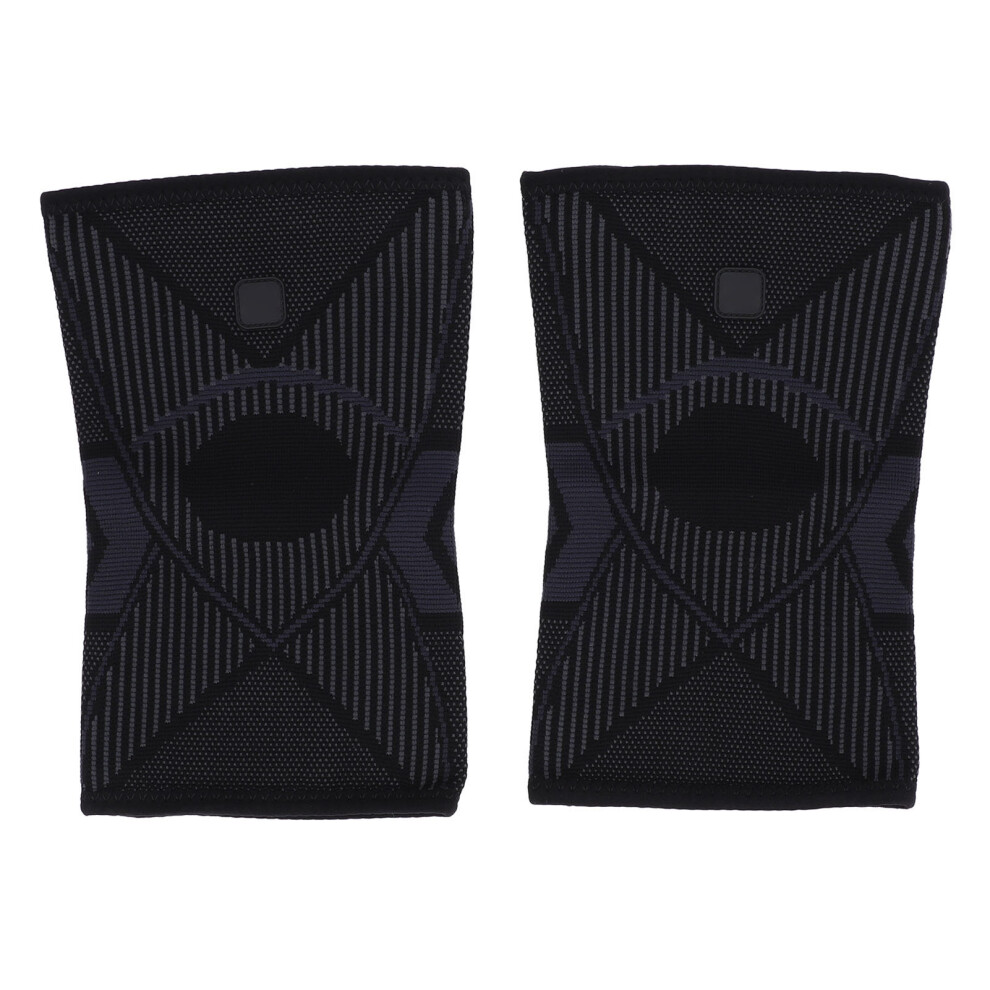 Black 1 Pair Nylon Anti-Slip Knee Braces For Running & Fitness S