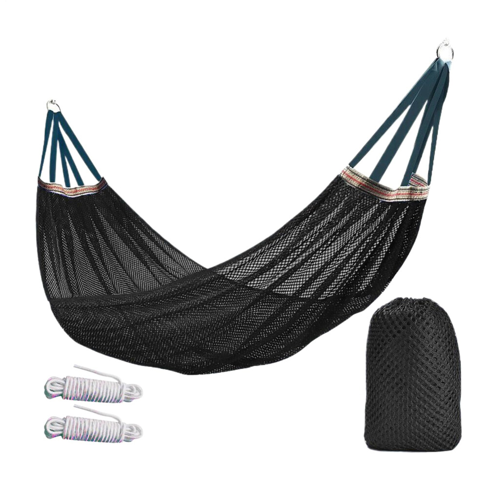 Camping Hammock with Netting, 200 Kg Load Capacity Tree Swing for Outdoor Use, Black for Beach, Travel, and Backyard-image-OPC-PKCB7FZ-NEW