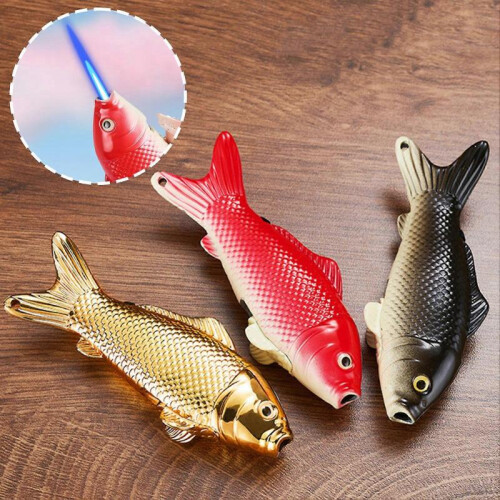 (Black Carp) High Power Windproof Jet-Flame Lighter Outdoor Camping Refillable Reusable for Desk Decor 1