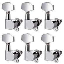 6Pieces Guitar String Knobs Metal Guitar Tuners-Silver 6R ver